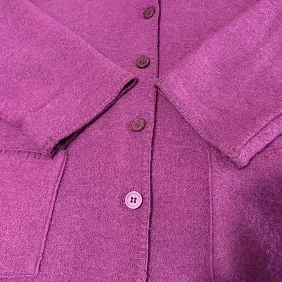 JM Collection Jennifer Moore 100% Wool Cardigan L Purple Vintage - Picture 6 of 6